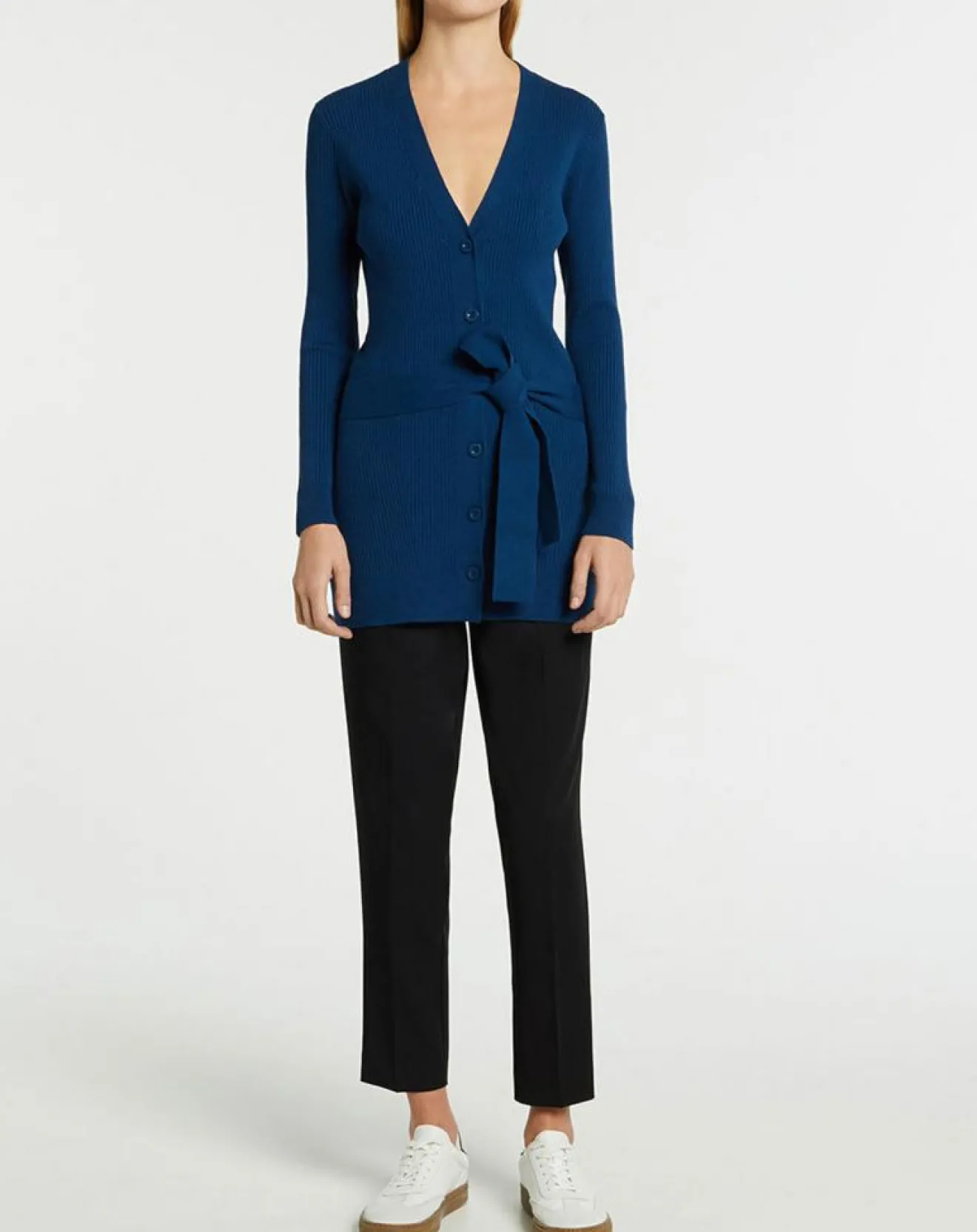 Femme Galeries Lafayette Gilet en Maille côtelée stretch Fernand bleu foncé