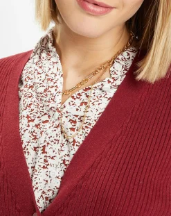 Online Galeries Lafayette Gilet en Maille côtelée stretch Fernand bordeaux