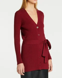 Online Galeries Lafayette Gilet en Maille côtelée stretch Fernand bordeaux