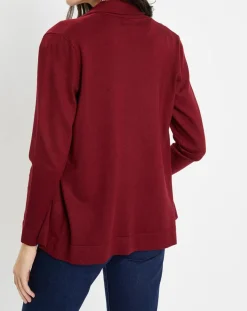 Femme Galeries Lafayette Gilet en Maille fine col châle bordeaux
