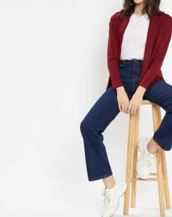 Femme Galeries Lafayette Gilet en Maille fine col châle bordeaux