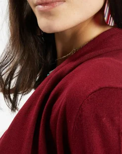 Femme Galeries Lafayette Gilet en Maille fine col châle bordeaux