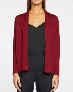 Femme Galeries Lafayette Gilet en Maille fine col châle bordeaux