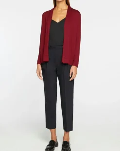 Femme Galeries Lafayette Gilet en Maille fine col châle bordeaux