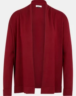 Femme Galeries Lafayette Gilet en Maille fine col châle bordeaux