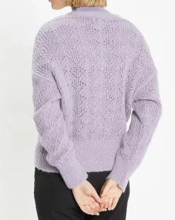 Sale Galeries Lafayette Gilet en Maille pointelle mousseuse Rina violet clair