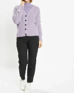 Sale Galeries Lafayette Gilet en Maille pointelle mousseuse Rina violet clair