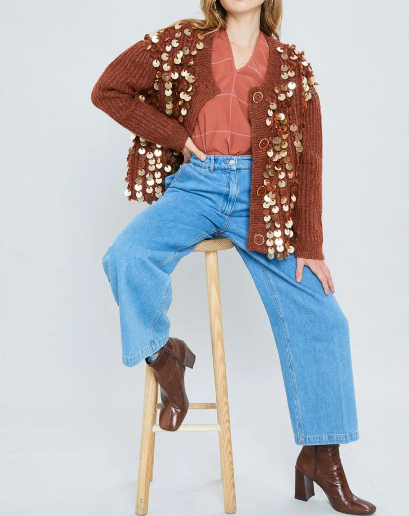 Clearance Manoush Gilet en Mohair & Laine mélangés Pampille écureuil