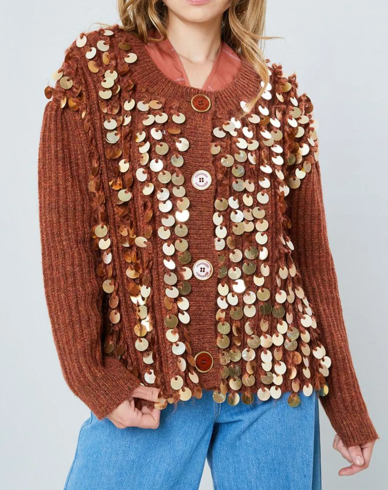 Clearance Manoush Gilet en Mohair & Laine mélangés Pampille écureuil