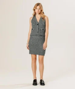 Online Rodier Gilet Esther en Laine & Cachemire boutonne col V sans manches gris chiné