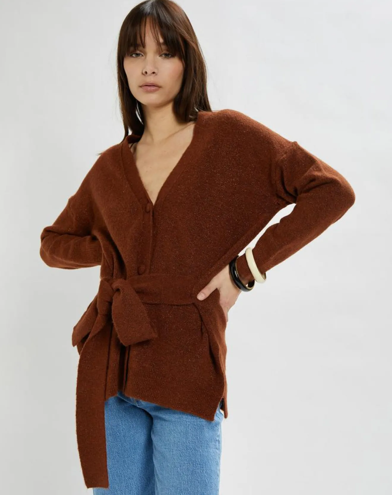 Online Stella Forest Gilet Hannae en Maille mélangée brique