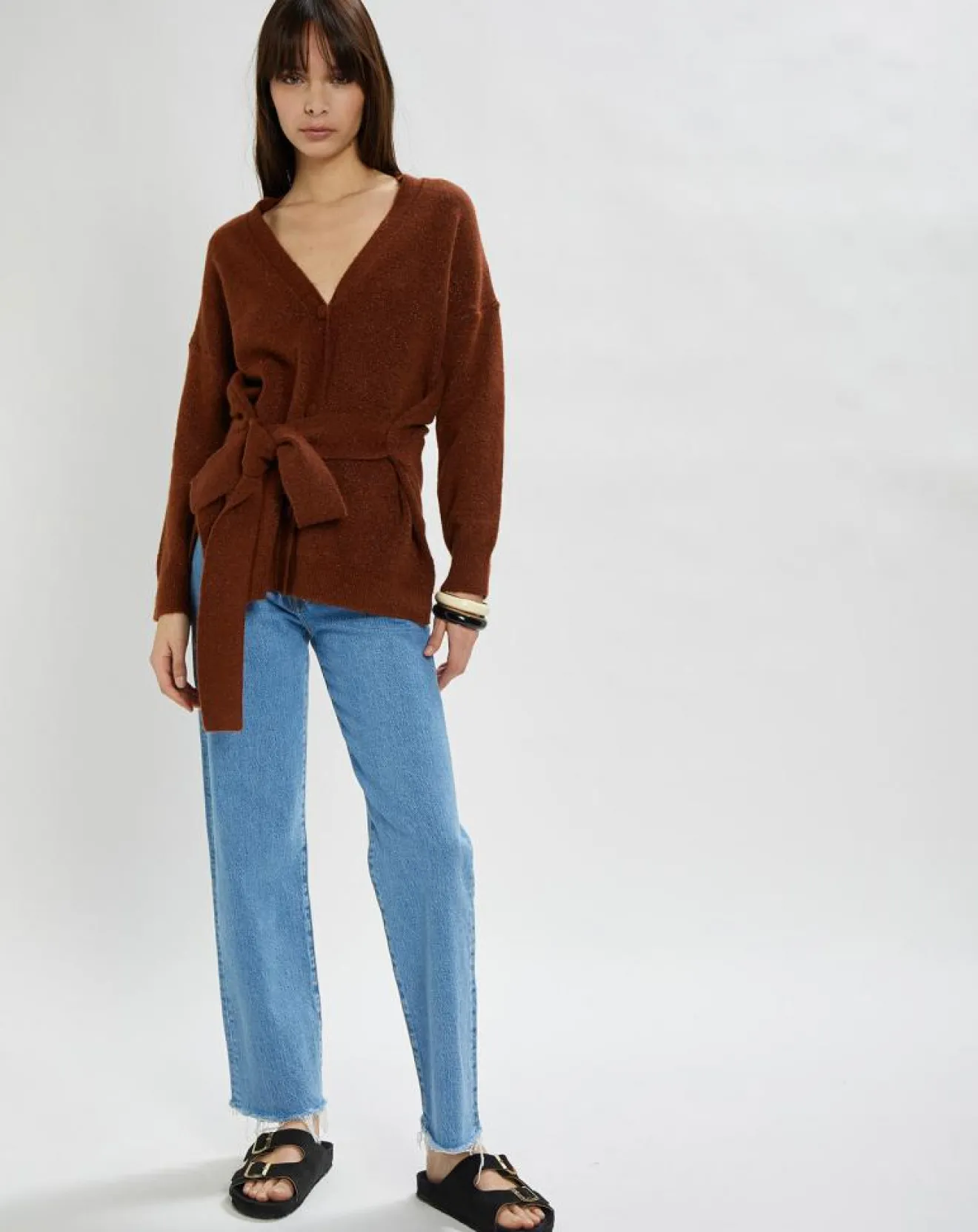 Online Stella Forest Gilet Hannae en Maille mélangée brique