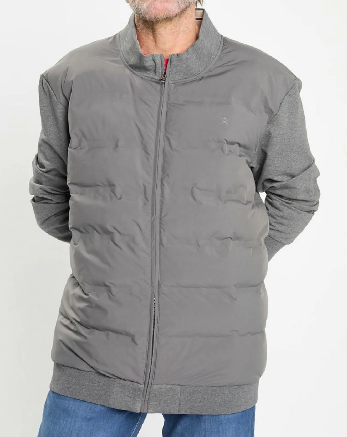 Online Hackett London Gilet Hybride bimatière gris foncé