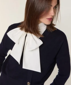 Sale Rodier Gilet Ksenia 100% laine cache-coeur boutons bleu marine