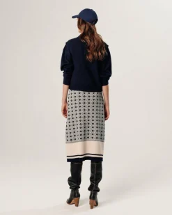 Femme Rodier Gilet Kylie manches courtes col montant bleu nuit