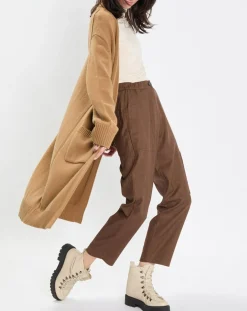 Clearance Marc O'Polo Gilet long à capuche en Laine mélangée camel