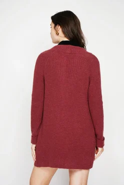 Femme C&Jo Gilet long à col châle bordeaux