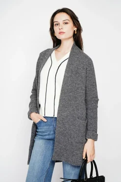 Femme C&Jo Gilet long à col châle loup