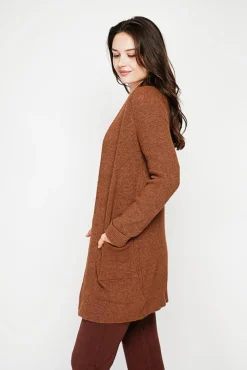 Discount C&Jo Gilet long à col châle marron