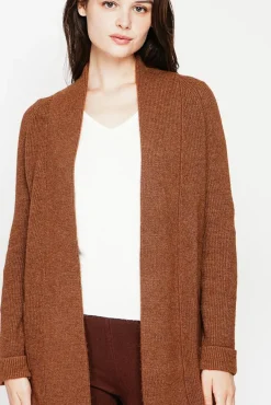 Discount C&Jo Gilet long à col châle marron