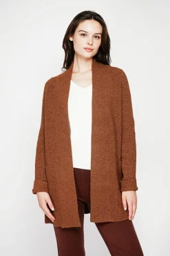 Discount C&Jo Gilet long à col châle marron