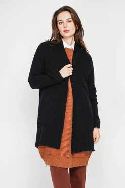 Femme C&Jo Gilet long à col châle noir