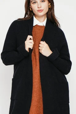 Femme C&Jo Gilet long à col châle noir