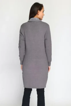 Femme Assuili Gilet long en Cachemire mélangé col châle fourré thermique loup