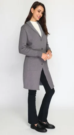 Femme Assuili Gilet long en Cachemire mélangé col châle fourré thermique loup