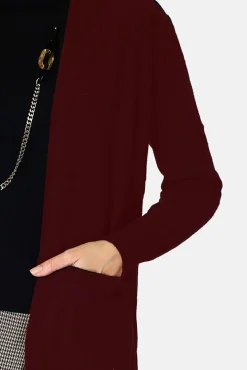 Sale Assuili Gilet long en Cachemire mélangé col châle bordeaux