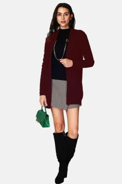 Sale Assuili Gilet long en Cachemire mélangé col châle bordeaux