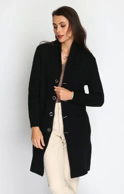 Online Assuili Gilet long en Cachemire mélangé col châle fourré thermique noir