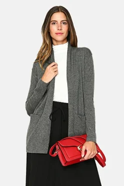 Online Assuili Gilet long en Cachemire mélangé col châle loup