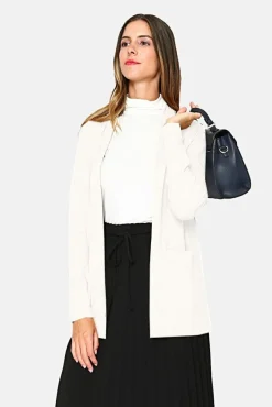 Femme Assuili Gilet long en Cachemire mélangé col châle naturel