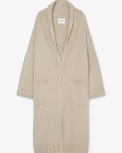 Marc O'Polo Gilet long en Laine vierge mélangée beige moyen