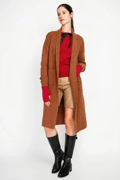 Femme Assuili Gilet long fantaisie marron