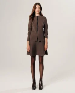 Rodier Gilet Maggie zippé marron havane