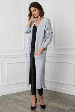 Femme Fleur de cachemire Gilet Mali Gris