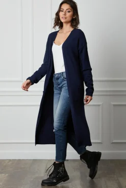 Femme Fleur de cachemire Gilet Mali Marine