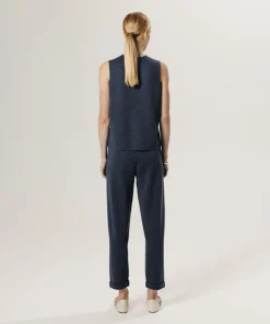 Femme Rodier Gilet Maëva 100% laine sans manches milano bleu denim