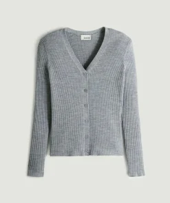 Femme Rodier Gilet Mikaela 100% laine cache-coeur gris argent