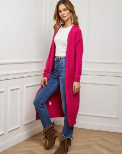 Femme Fleur de cachemire Gilet Nina fushia