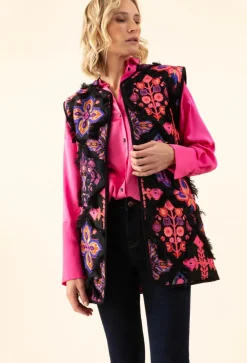 Femme Bleu Blanc Rouge Gilet Romy noir