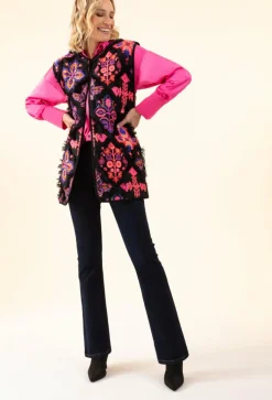 Femme Bleu Blanc Rouge Gilet Romy noir