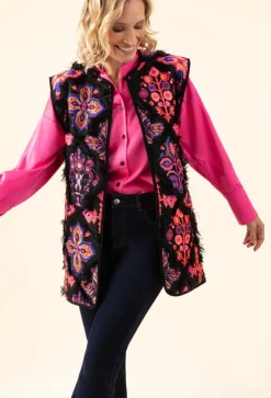 Femme Bleu Blanc Rouge Gilet Romy noir