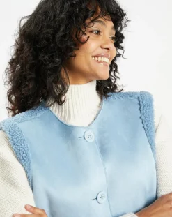 Femme Lou Andrea Gilet réversible en Fausse Fourrure 373 Mont bleu