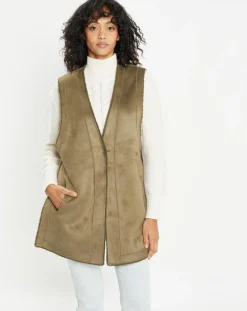 Sale Lou Andrea Gilet réversible en Fausse Fourrure Dafne military
