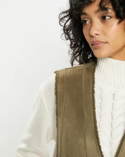 Sale Lou Andrea Gilet réversible en Fausse Fourrure Dafne military