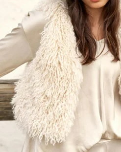 Femme Lauren Vidal Gilet sans manches en fausse fourrure Moka crème