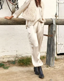 Femme Lauren Vidal Gilet sans manches en fausse fourrure Moka crème